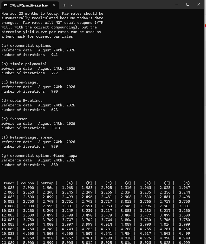 FittedBondCurve project  console output 2